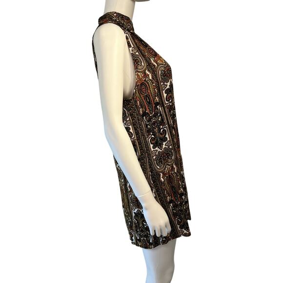 MOTEL Paisley Mockneck Sleeveless Shift Mini Dress Size M - Picture 4 of 9